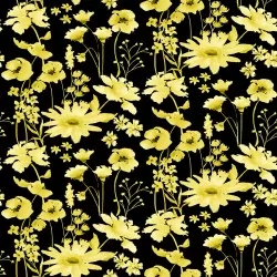 Misty Morning - Daisy Black Yellow