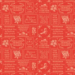 Home Sweet Home by Elea Lutz - Cross Stitch Red - 17" Bolt End