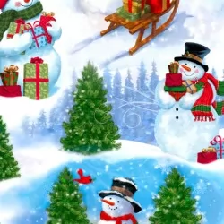 Frosty Friends - Snowman Scenic Blue
