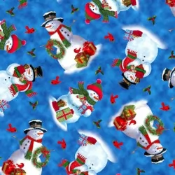 Frosty Friends - Tossed Snowmen Denim Blue 