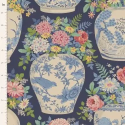 Chic Escape by Tilda - Flowervase Navy Blue - 1 Cut FQ