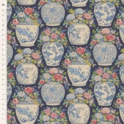 Chic Escape by Tilda - Flowervase Navy Blue - 1 Cut FQ