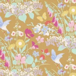Gardenlife by Tilda - Bird Floral Mustard - 1 Cut FQ