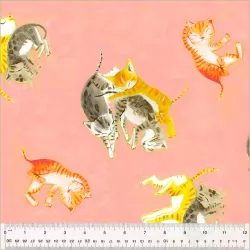 Heather Ross By Hand - Barn Kittens Salmon