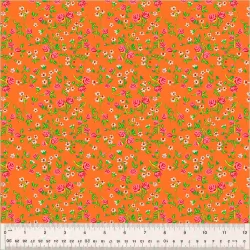 Heather Ross By Hand - Mousy Floral Tangerine