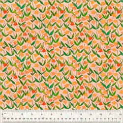 Heather Ross By Hand - Flowerbed Salmon