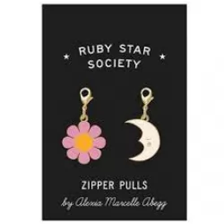 Ruby Star Society - Zipper Pulls - Flower and Moon by Alexia Marcelle Abegg